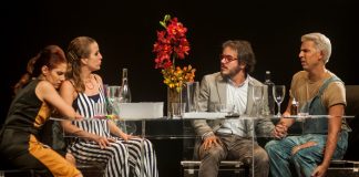 O espetáculo que esteve no Festival Mix Brasil em 2019 tem no enredo Gabriela, que vive com sua esposa Clarice, e convida seu melhor amigo de infância Bernardo e seu novo namorado João para uma discreta celebração em seu apartamento